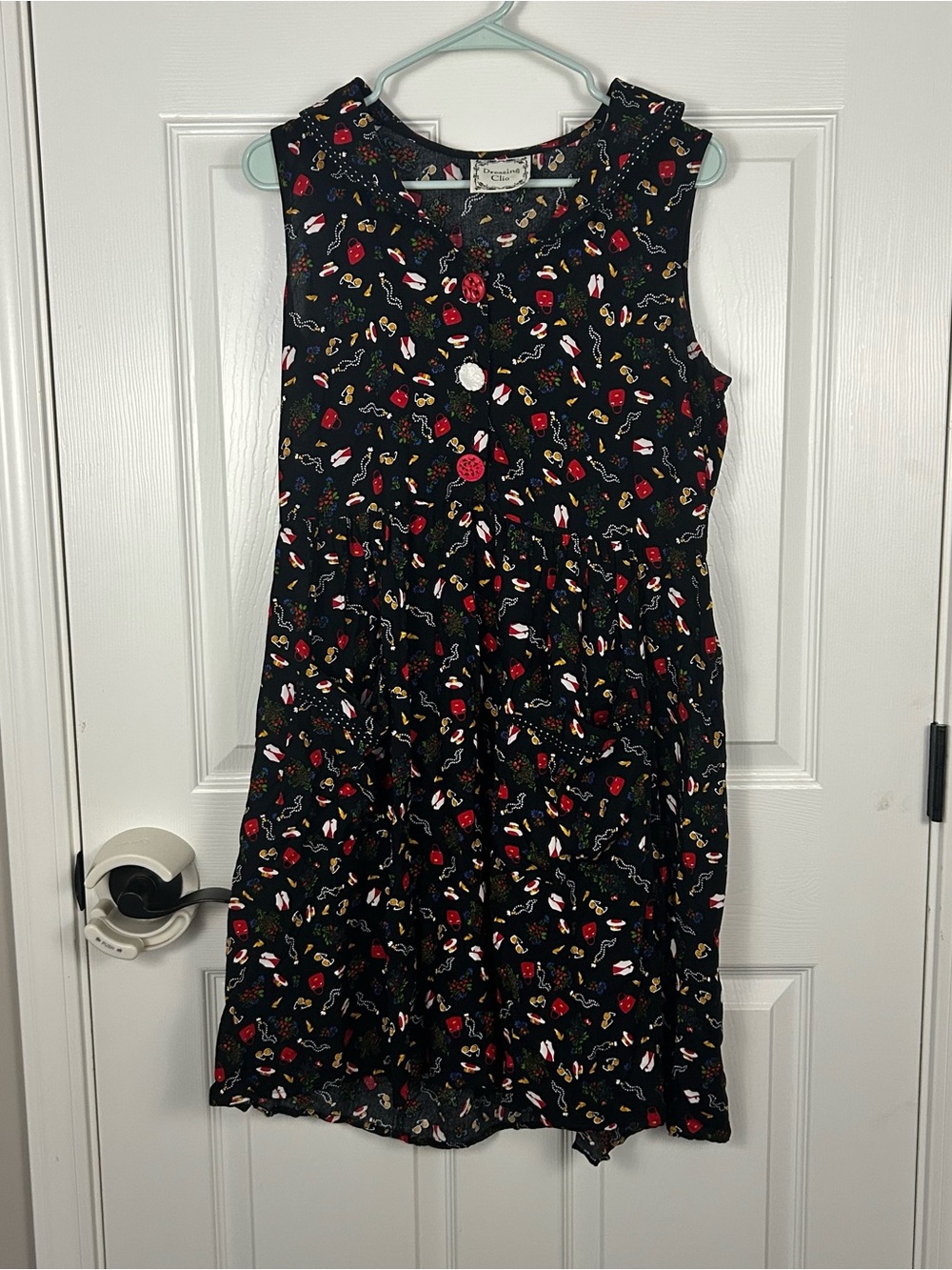 Vintage Dressing Clio Rayon Novelty Print Dress Size Medium